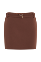 Letitia Suiting Mini Skirt With Buckle - Wood